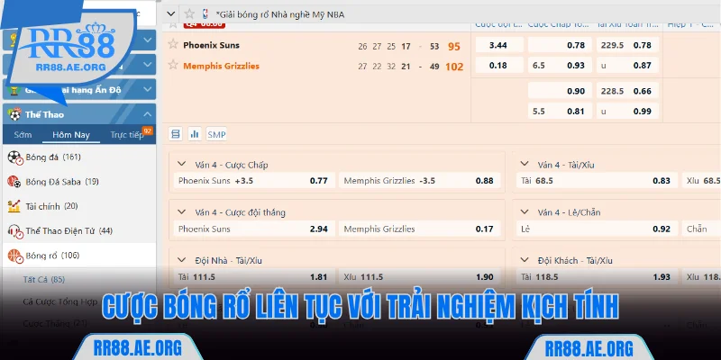 Cược bóng rổ liên tục với trải nghiệm kịch tính