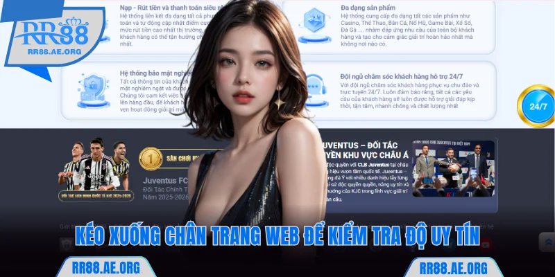 Kéo xuống chân trang web để kiểm tra độ uy tín